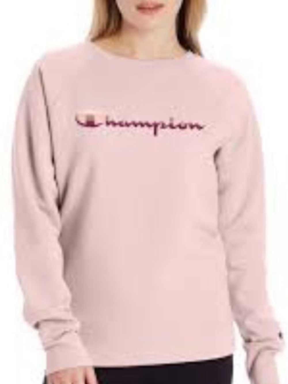 Champion‎ Powerblend Pale Pink Fleece Crewneck Sweatshirt Medium